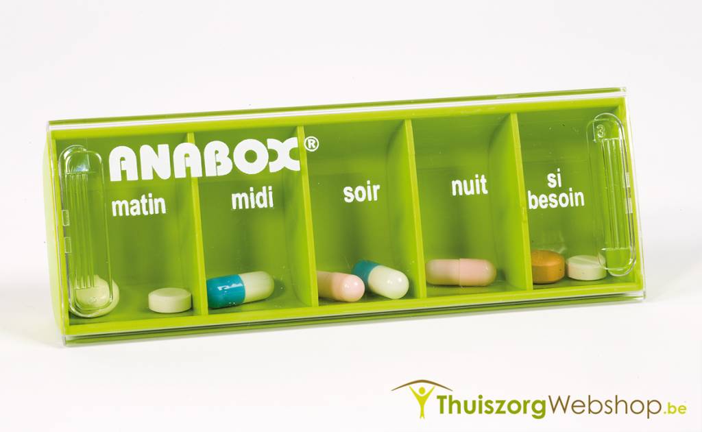 Pillendoosje Anabox voor 1 dag 5 vakken - NL of FR