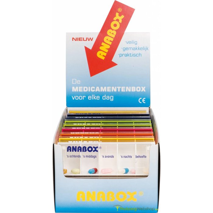 Pill box Anabox for 1 day 5 compartments - NL or FR