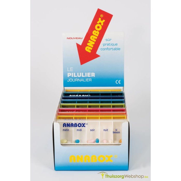 Pill box Anabox for 1 day 5 compartments - NL or FR