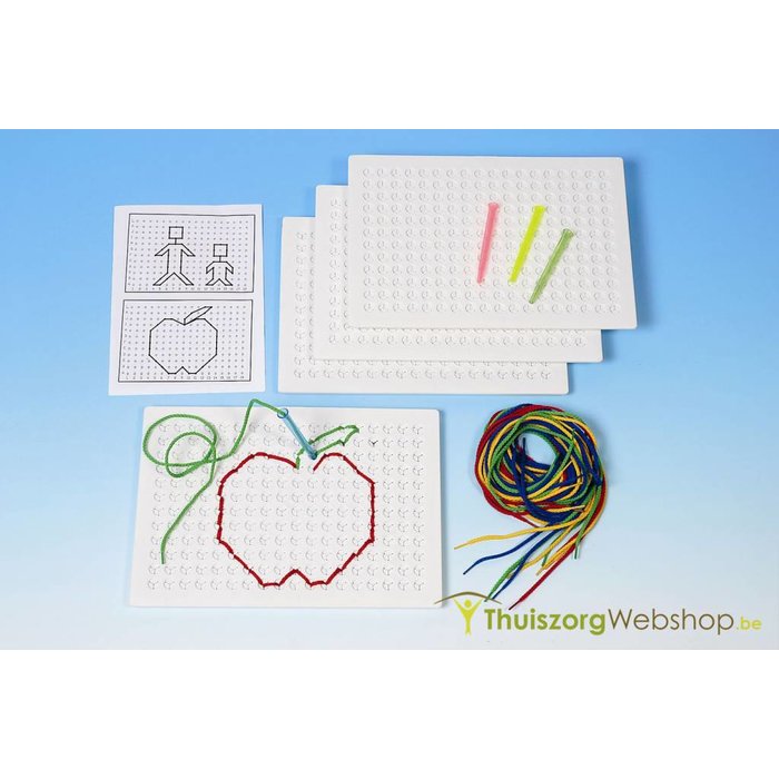 String figures with colored threads and a marker