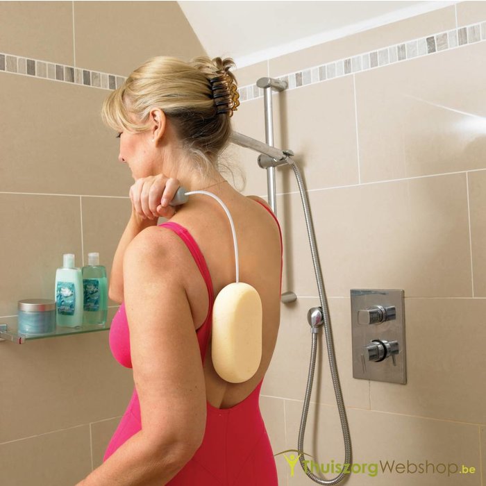 Éponge de bain sur manche métallique pliable