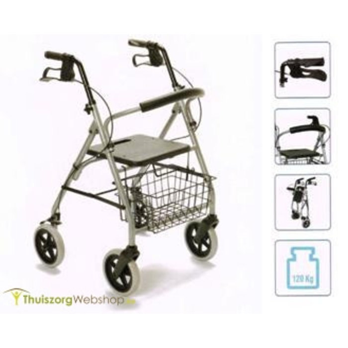 Rollator Gigo in aluminium met 4 wielen, opvouwbaar