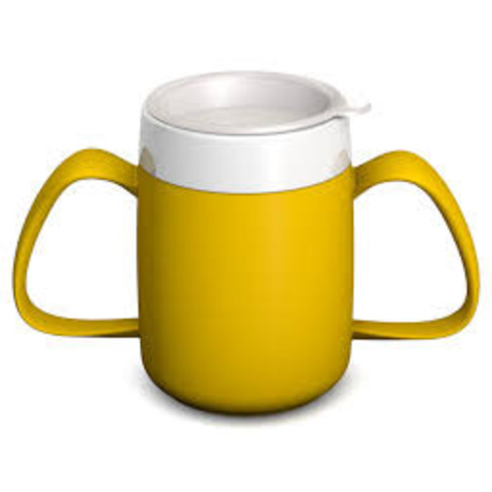 Insulating cup with ergonomic handle