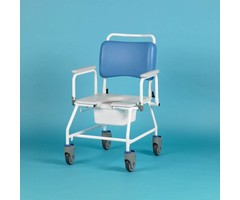 Chaise de toilette fixe pour personne lourde, vinyle bleu