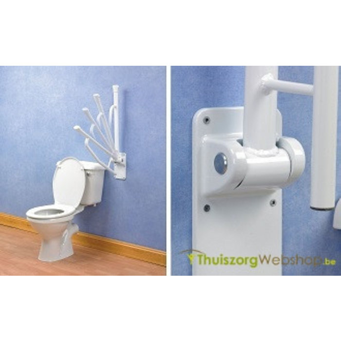 Folding toilet support rail