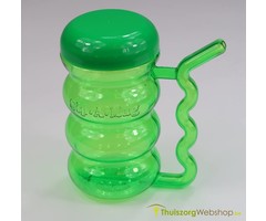 Children's cup with straw built into the handle