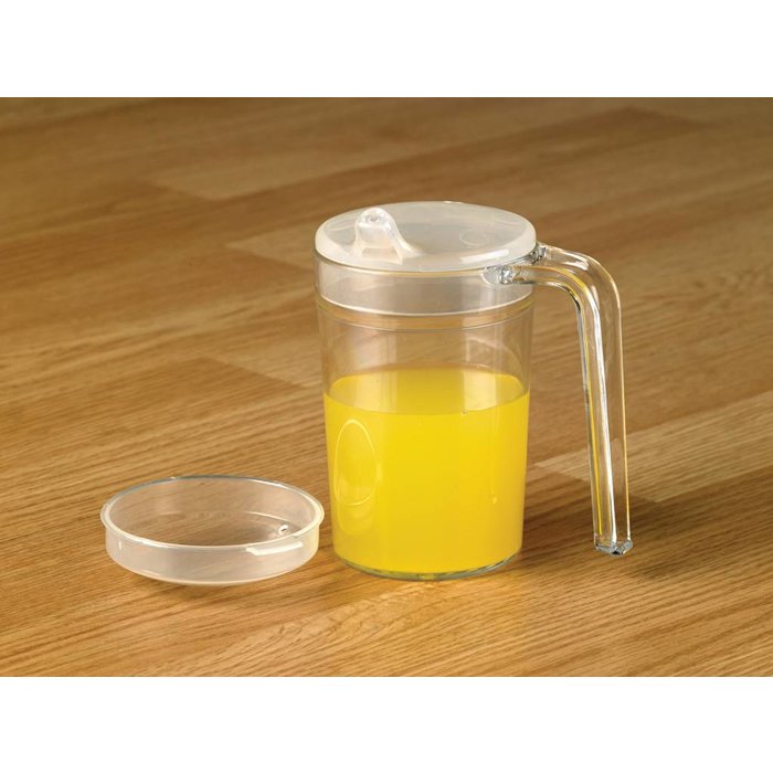 Cup with 1 open handle, lid and spouts