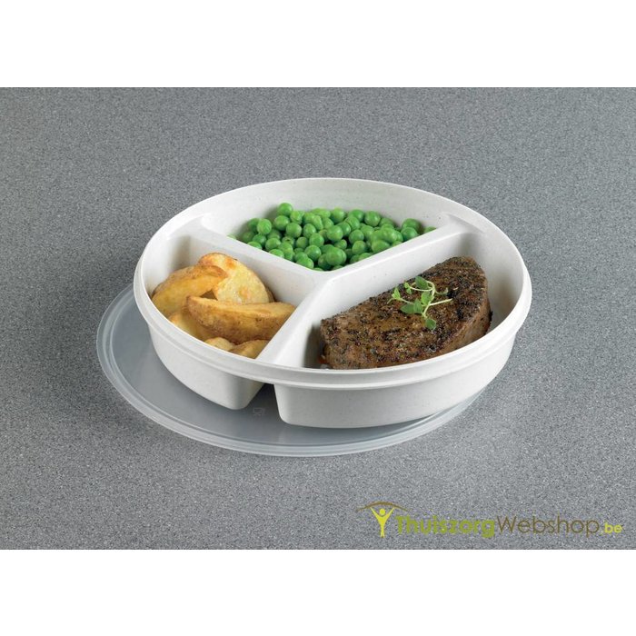 Plate with 3 compartments and lid