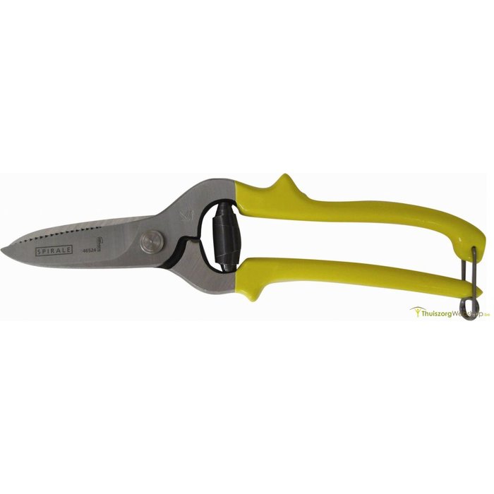 Heavy duty self-opening scissors for thermoplastics