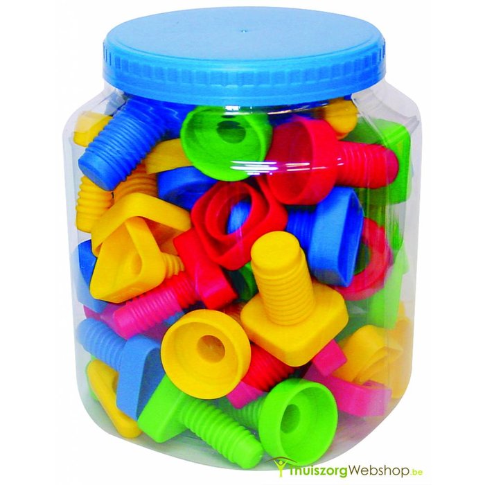 Shaped screws and nuts set 1: 2 x 24 pieces (packed in plastic jar)