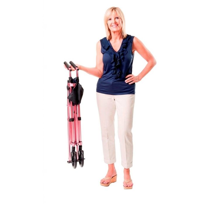 Lightweight rollator with 2 wheels and 2 gliders Foldy