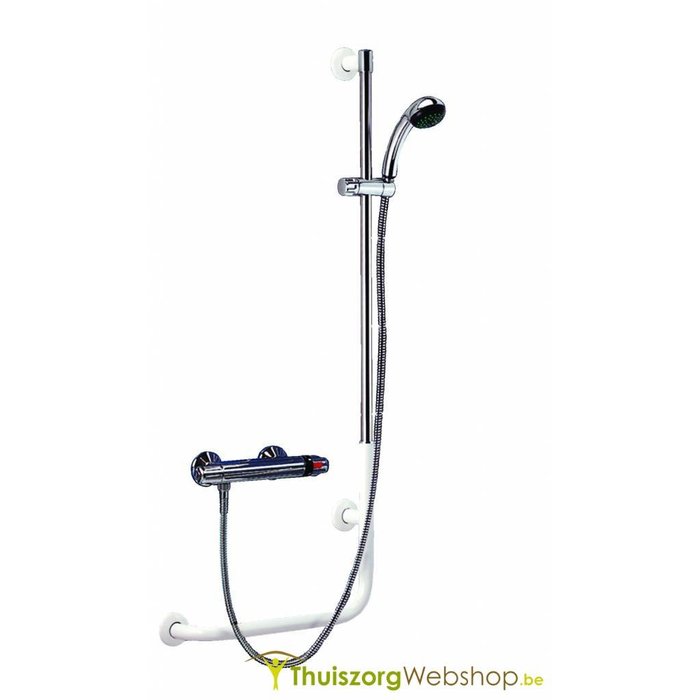 Wall bracket L-shape with shower head and connection hose