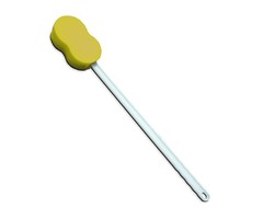 Bath sponge on white bendable plastic handle