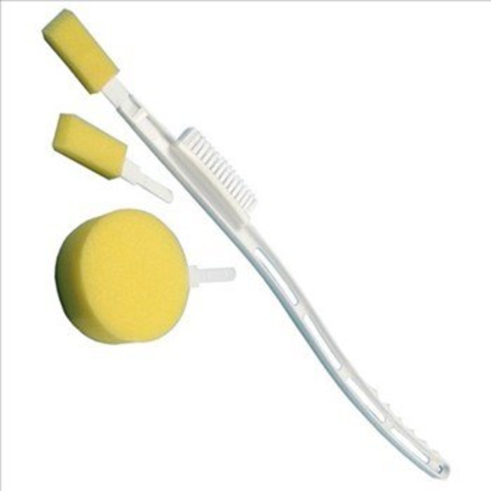 Bath sponge / brush / toe washer with extended handle and exchangeable sponge