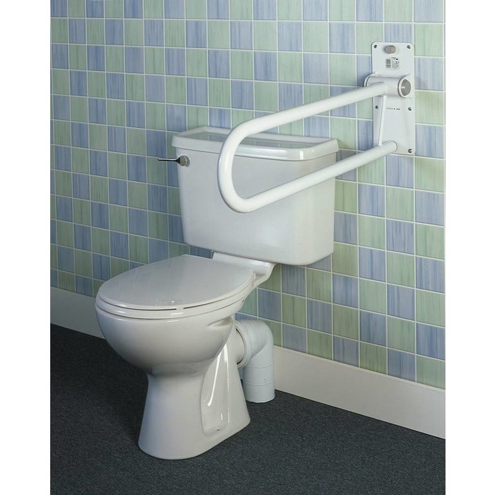 Folding toilet support rail