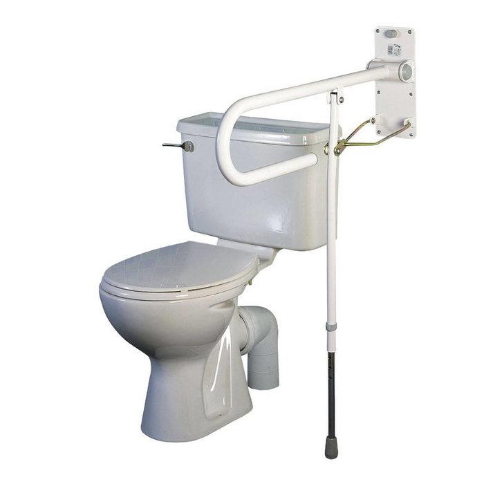 Foldable toilet handle with floor support