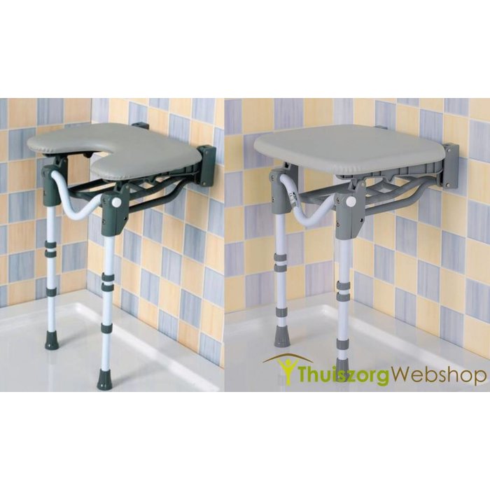 Shower seat with padded seat and floor support