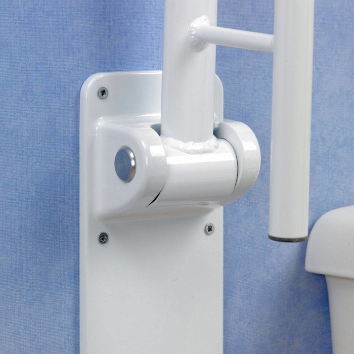 Folding toilet support rail