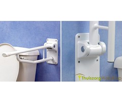 Folding toilet support rail