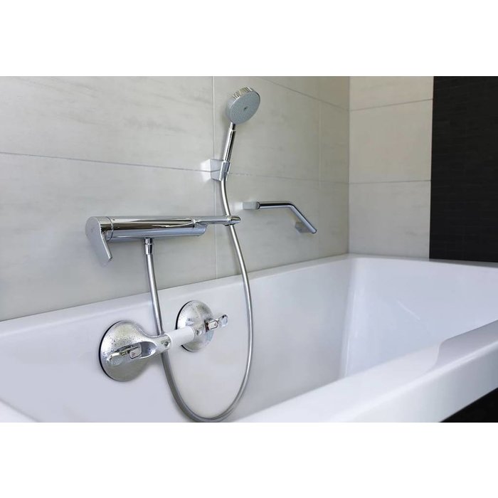 Chrome wall bracket on fixed length suction cup