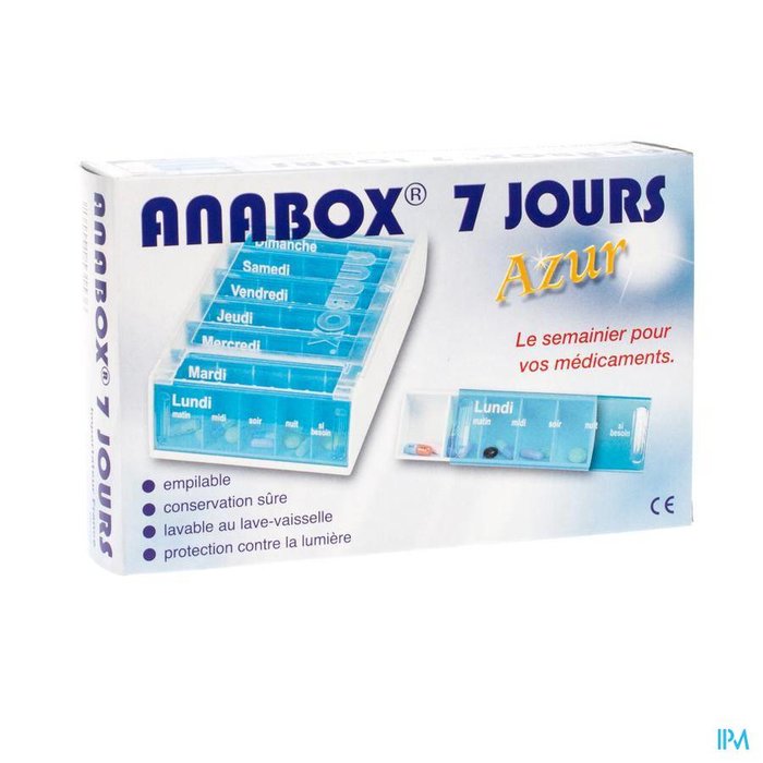 Pill box for 1 week with 5 compartments per day - NL or FR - 1 color or several
