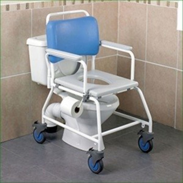 Chaise de douche et de toilette à roulettes