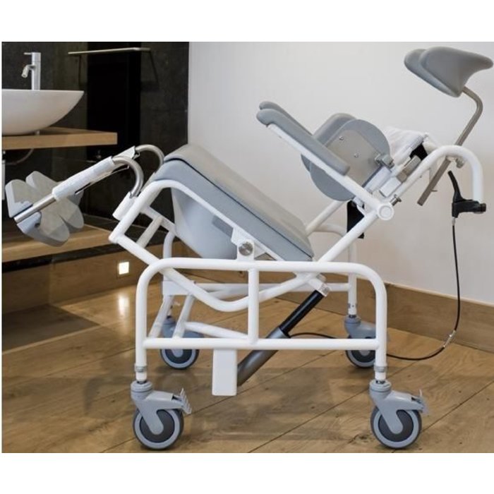 Chaise de douche/toilette positionnable manuellement