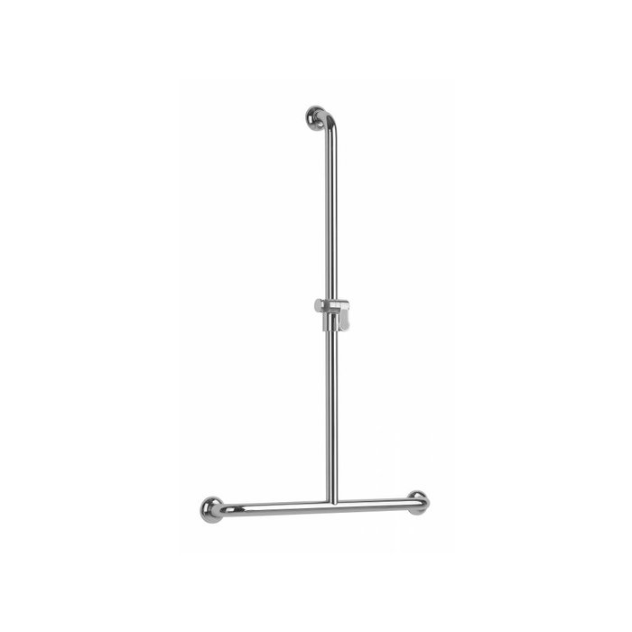 Stainless steel wall bracket in T-shape with shower head and connection hose