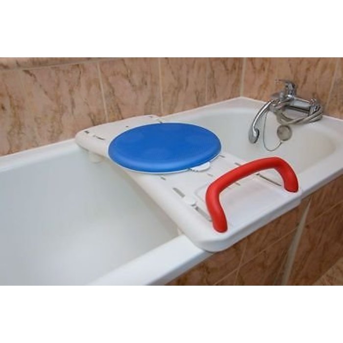 Bath board with colored handle and turntable 72.5 X 35 cm