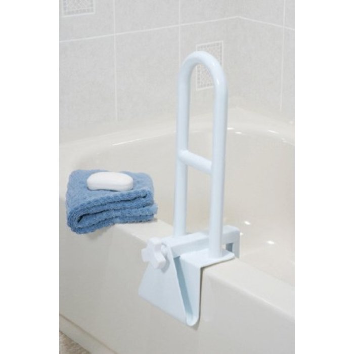 Handle for the bath rim in lengthwise direction