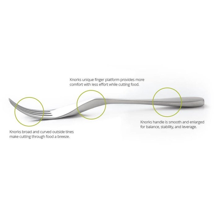 Combinaison fourchette/couteau ergonomique en acier inoxydable