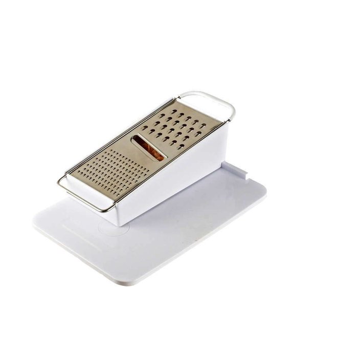 Sandwich board with fixation pins and grater