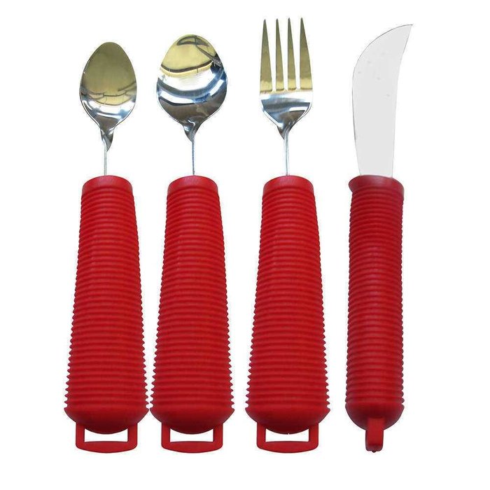 In case of dementia: Adapted cutlery with red handle