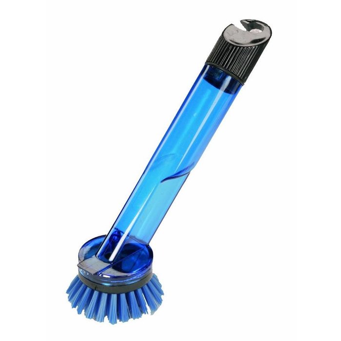 Dishwashing brush with detergent reservoir