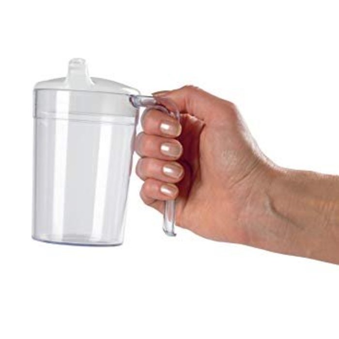 Cup with 1 open handle, lid and spouts