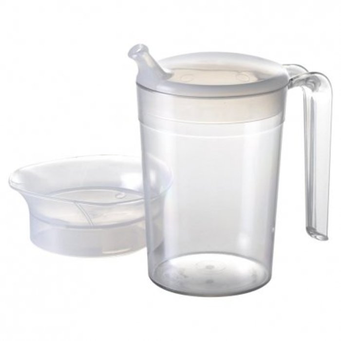 Cup with 1 open handle, lid and spouts
