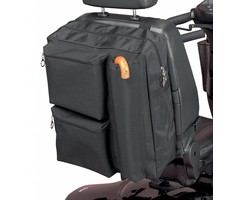 Storage bag for the back of the scooter with walking stick pocket