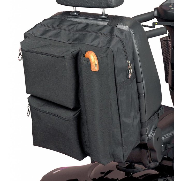 Storage bag for the back of the scooter with Deluxe walking stick pocket