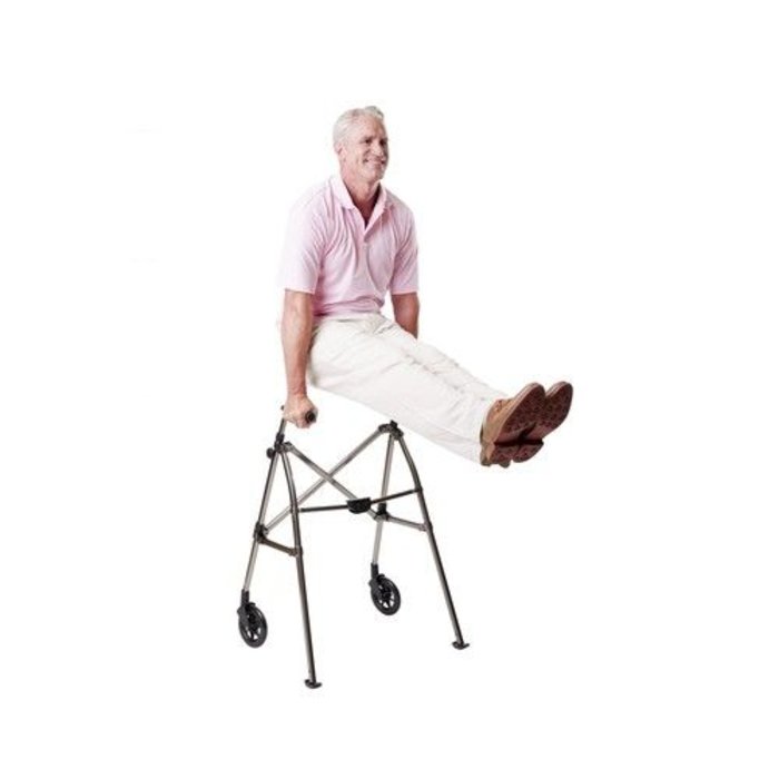 Lightweight rollator with 2 wheels and 2 gliders Foldy