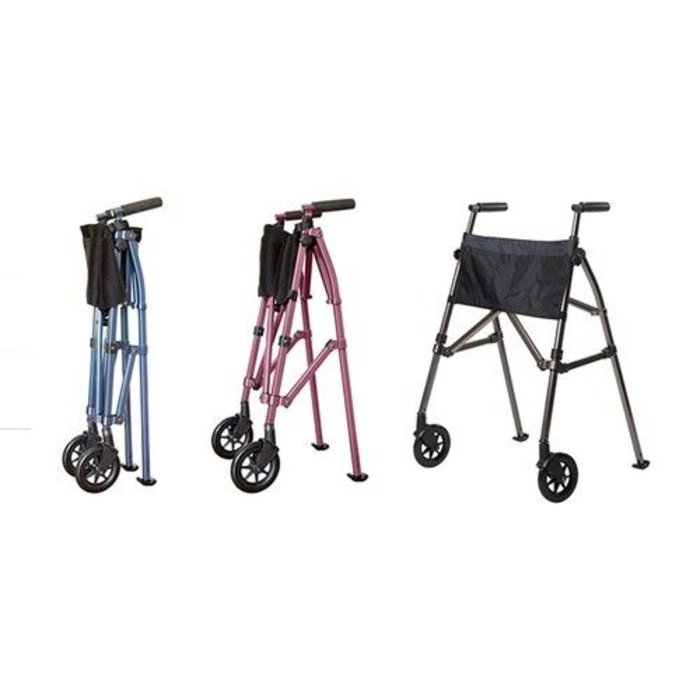 Lightweight rollator with 2 wheels and 2 gliders Foldy
