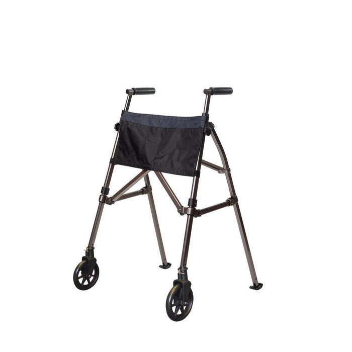 Lightweight rollator with 2 wheels and 2 gliders Foldy
