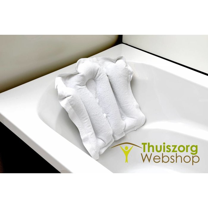 Inflatable pillow for the bath with terry cloth cover