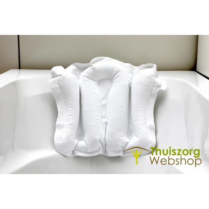 Inflatable pillow for the bath with terry cloth cover