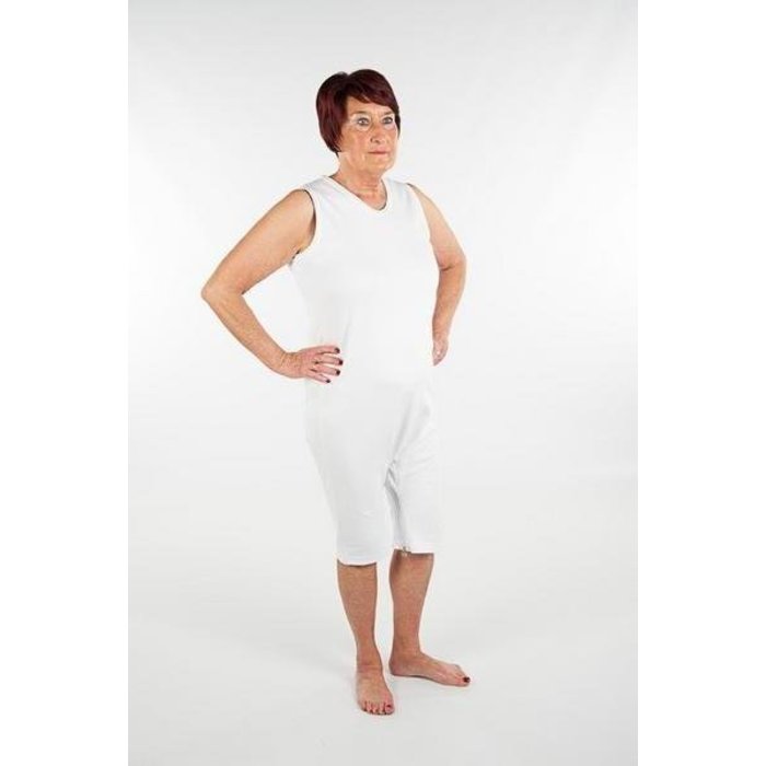 Witte body zonder mouwen met rits tussen de benen