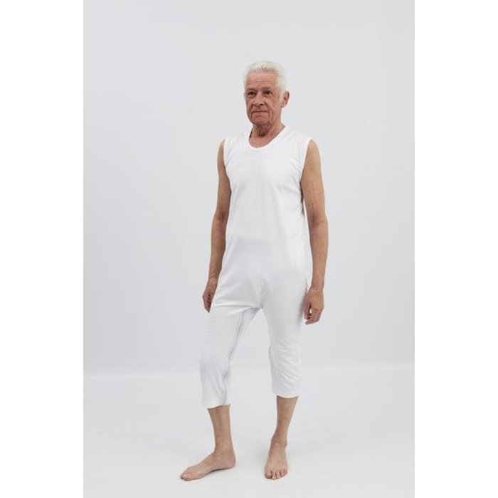 Witte body zonder mouwen met rits tussen de benen