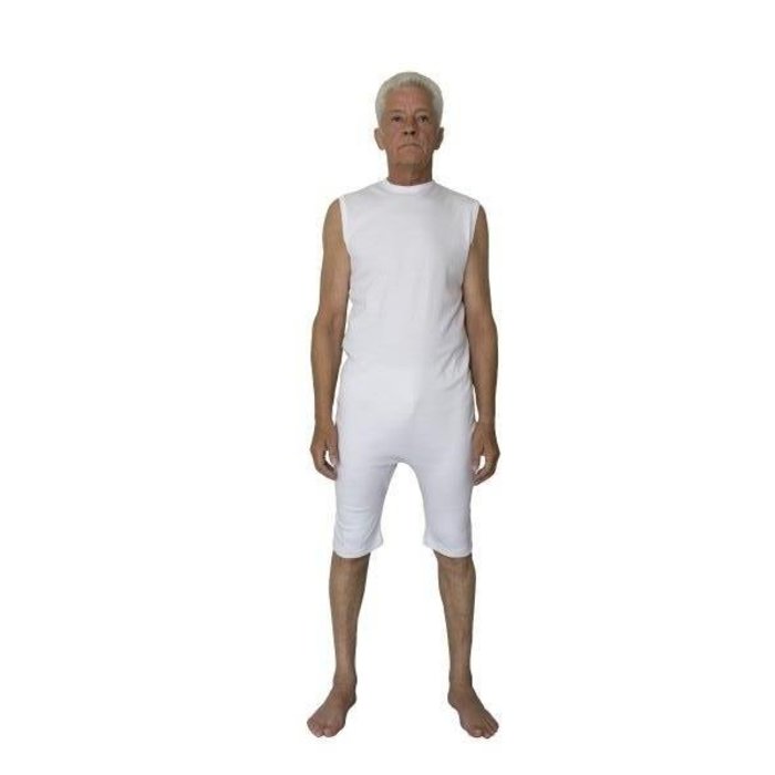 Witte body zonder mouwen met rits tussen de benen