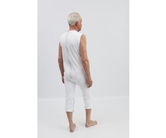 Corps blanc sans manches avec fermeture à glissière au dos et entre les jambes