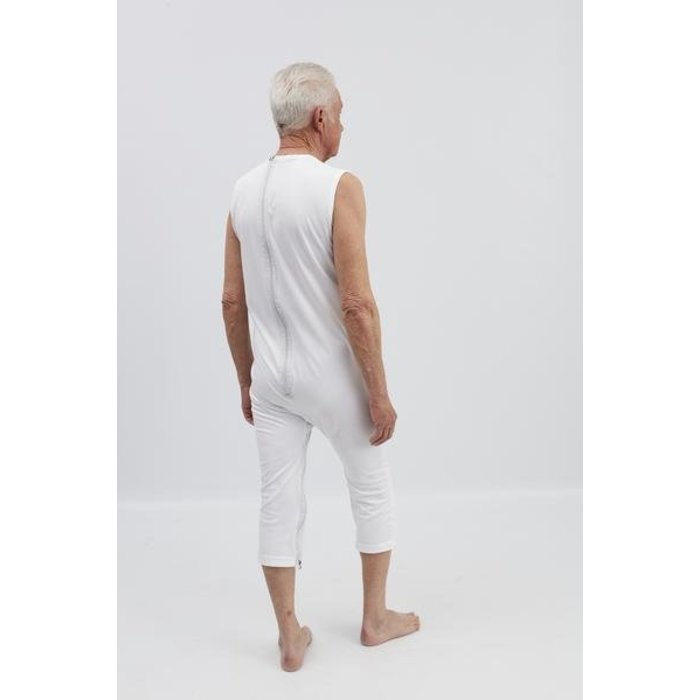 Witte body zonder mouwen met rits tussen de benen