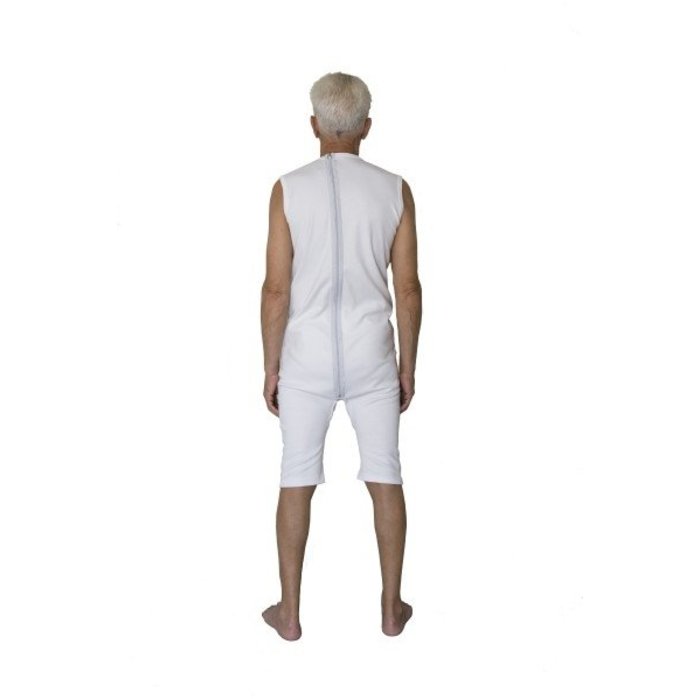 Witte body zonder mouwen met rits tussen de benen