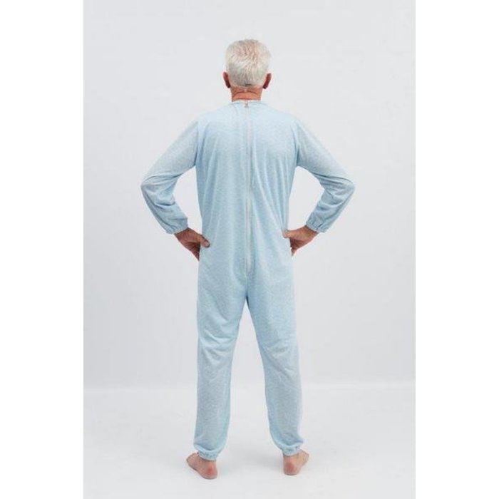 Blue winter pajamas with zipper on the back